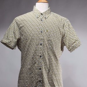 Moschino Yellow Banana Cotton Short Sleeve Shirt